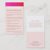 ホットピンクアイラッシュエクステンションアフターケア紹介 紹介カード (正面/裏面)