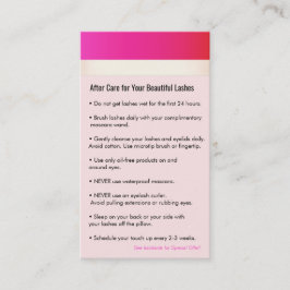 ホットピンクアイラッシュエクステンションアフターケア紹介 紹介カード