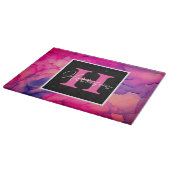 ホットピンクアルコールインクモノグラムパーソナライズされた カッティングボード (角)