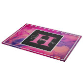 ホットピンクアルコールインクモノグラムパーソナライズされた カッティングボード (角)