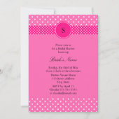 ホットピンクアンドホワイト水玉模様ブライダルシャワー 招待状 (正面)