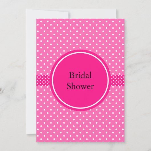 ホットピンクアンドホワイト水玉模様ブライダルシャワー 招待状 (裏面)