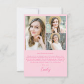 ホットピンクアーチ大学院シンプル写真感謝 サンキューカード (裏面)