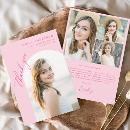 ホットピンクアーチ大学院シンプル写真感謝 サンキューカード