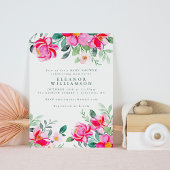 ホットピンクイエローウォーター色フローラベビーシャワー 招待状