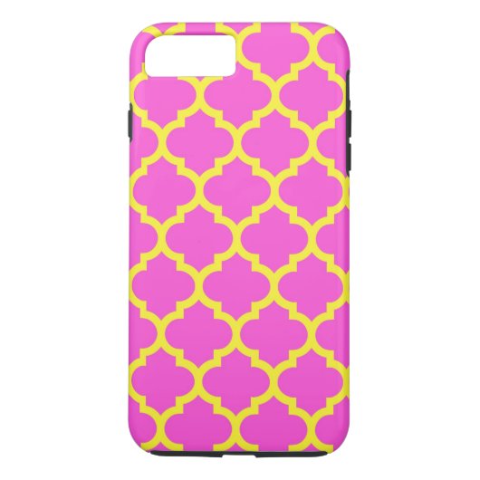 ホットピンクイエローモロッコクローバーパターン#5 Case-Mate iPhoneケース (裏面)