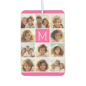 ホットピンクインスタグラム写真コラージュカスタムモノグラム カーエアーフレッシュナー (正面)