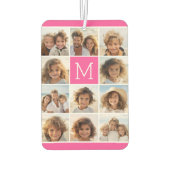 ホットピンクインスタグラム写真コラージュカスタムモノグラム カーエアーフレッシュナー (裏面)