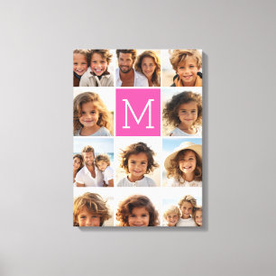 ホットピンクインスタグラム写真コラージュカスタムモノグラム キャンバスプリント