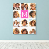 ホットピンクインスタグラム写真コラージュカスタムモノグラム キャンバスプリント (インサイチュ (ウッドフロア))