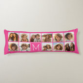 ホットピンクインスタグラム写真コラージュカスタムモノグラム ボディピロー (裏面)