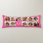ホットピンクインスタグラム写真コラージュカスタムモノグラム ボディピロー (正面)