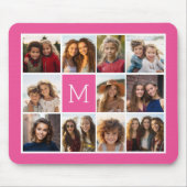 ホットピンクインスタグラム写真コラージュカスタムモノグラム マウスパッド (正面)