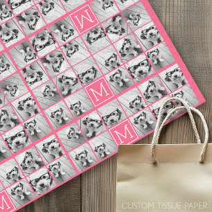 ホットピンクインスタグラム写真コラージュカスタムモノグラム 薄葉紙
