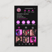 ホットピンクインスタグラム美容師QRコード 名刺 (裏面)