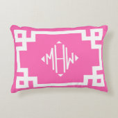 ホットピンクウィットギリシャ鍵#2ダイヤモンドモノグラムDIY BG アクセントクッション (正面)