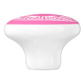 ホットピンクウィットギリシャ鍵RNDフレームイニシャルモノグラム セラミックノブ (側面)