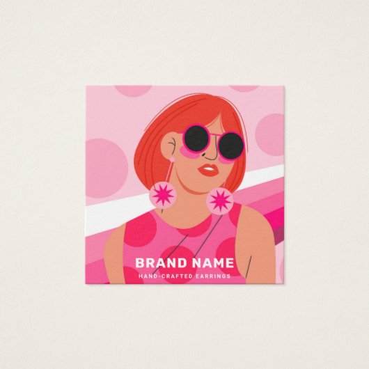 ホットピンクウィメンズレトロジュエリーイヤリングホルダー (正面)