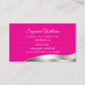 ホットピンクウェーブシルバーデコールとブランディングロゴ 名刺 (裏面)