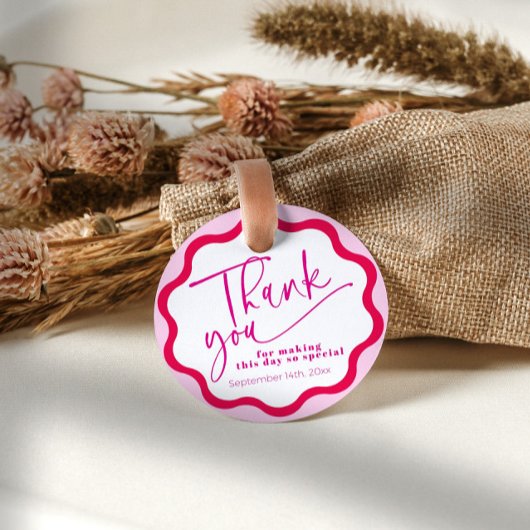 ホットピンクウェー縁どブありがとうブライダルシャワー フェイバータグ