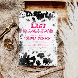 ホットピンクウエスタンシック牛プリントバチェロレッテ 招待状