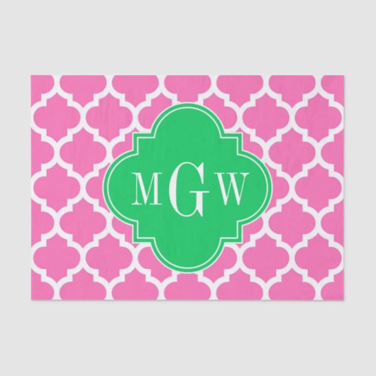 ホットピンクウエットモロッコエメラルド#5 3イニシャルモノグラム 薄葉紙 (正面)