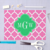 ホットピンクウエットモロッコエメラルド#5 3イニシャルモノグラム 薄葉紙 (クラフト)