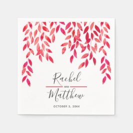 ホットピンクウォーターつる植物結婚ズ スタンダードカクテルナプキン