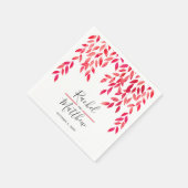 ホットピンクウォーターつる植物結婚ズ スタンダードカクテルナプキン (角)