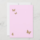 ホットピンクウォーターカラーゴールデンバタフライキンセアニラ 招待状 (裏面)