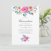 ホットピンクウォーターカラーフローラキンセアニラ 招待状 (スタンド正面)