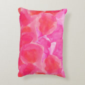 ホットピンクウォーターカラーフローラスローPilllow アクセントクッション (裏面(縦))