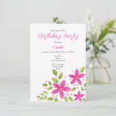 ホットピンクウォーターカラーフローラブーケ 招待状 (スタンド正面)
