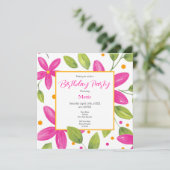 ホットピンクウォーターカラーフローラブーケ 招待状 (スタンド正面)