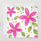 ホットピンクウォーターカラーフローラブーケ 招待状 (裏面)