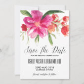 ホットピンクウォーターカラーポシーセーブ・ザ・デート案内 セーブザデート (正面)