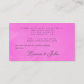 ホットピンクウォーターカラー結婚フローラのゲスト詳細E エンクロージャーカード (裏面)
