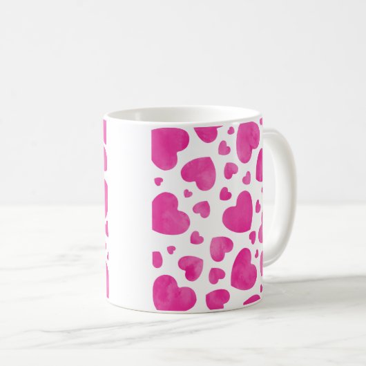 ホットピンクウォーター色ハートコーヒーマグ コーヒーマグカップ (正面右)