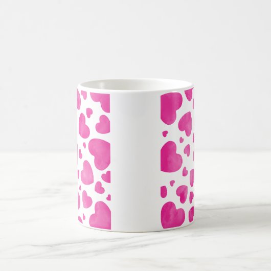 ホットピンクウォーター色ハートコーヒーマグ コーヒーマグカップ (中央)