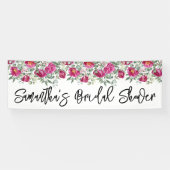 ホットピンクウォーター色牡丹ブライダルシャワー長 横断幕 (横)