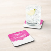 ホットピンクウォーター色絵を描（ばちゃばちゃ）跳ねるハロービューティフル コースター (右側)