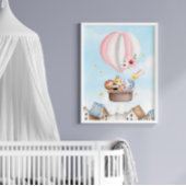 ホットピンクエアバルーンサファリ動物 ポスター