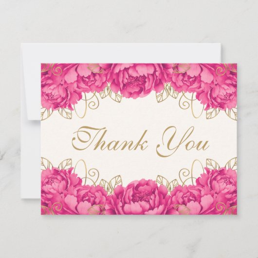 ホットピンクエレガントフローラキンセアニェラ サンキューカード (正面)