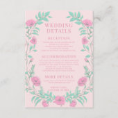 ホットピンクエレガントフローラボホ結婚の詳細カード エンクロージャーカード (正面)