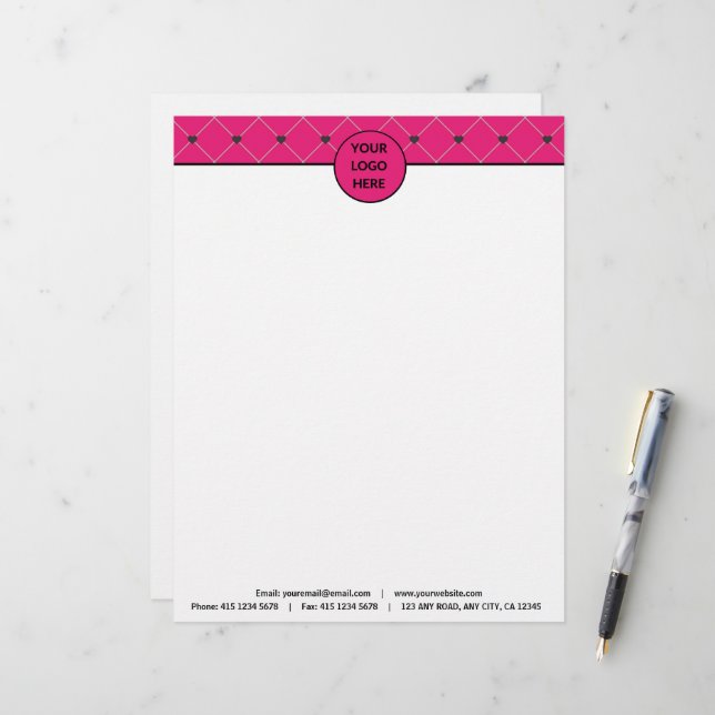 ホットピンクエレガントマゼンタブラック事業会社 レターヘッド (正面/裏面インサイチュ)