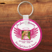 ホットピンクエンジェルウィングスガーリーハロー写真記念鍵 キーホルダー (正面)