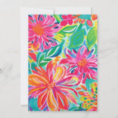 ホットピンクオレンジの水彩花 80歳の誕生日 招待状 (裏面)