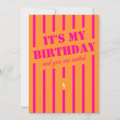 ホットピンクオレンジの誕生日パーティーの招待 招待状 (正面)