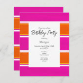 ホットピンクオレンジカバナストライプ 招待状 (正面/裏面)