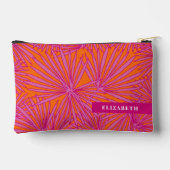 ホットピンクオレンジトロピカルパームパーソナライズされたリーフ アクセサリーポーチ (裏面)